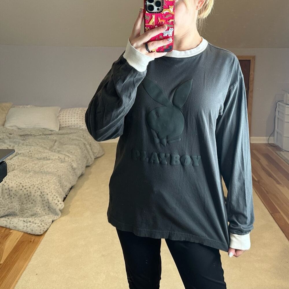 Playboy: Black and White Contrast Logo Long Sleeve